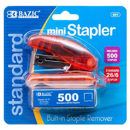 Mini Stapler W/Staples 26/6 by Bazic