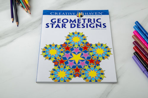 Geometric star designs- coloring book